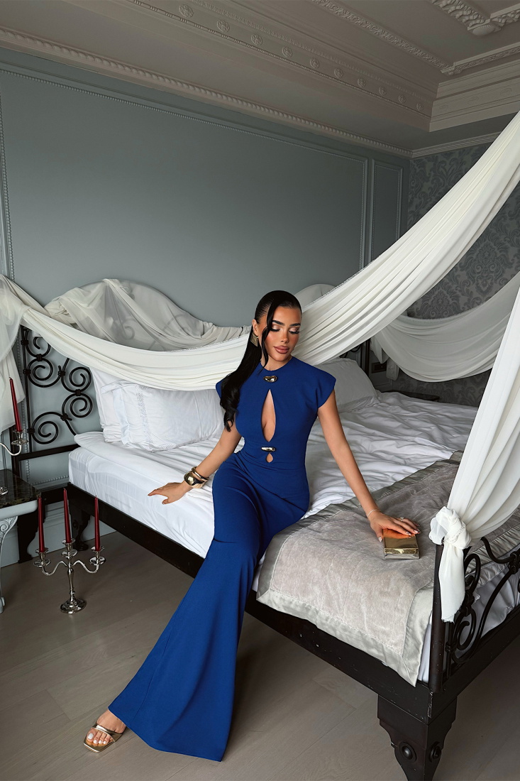 Lacivert Sofanta Elbise ATE-4510 - EYYO