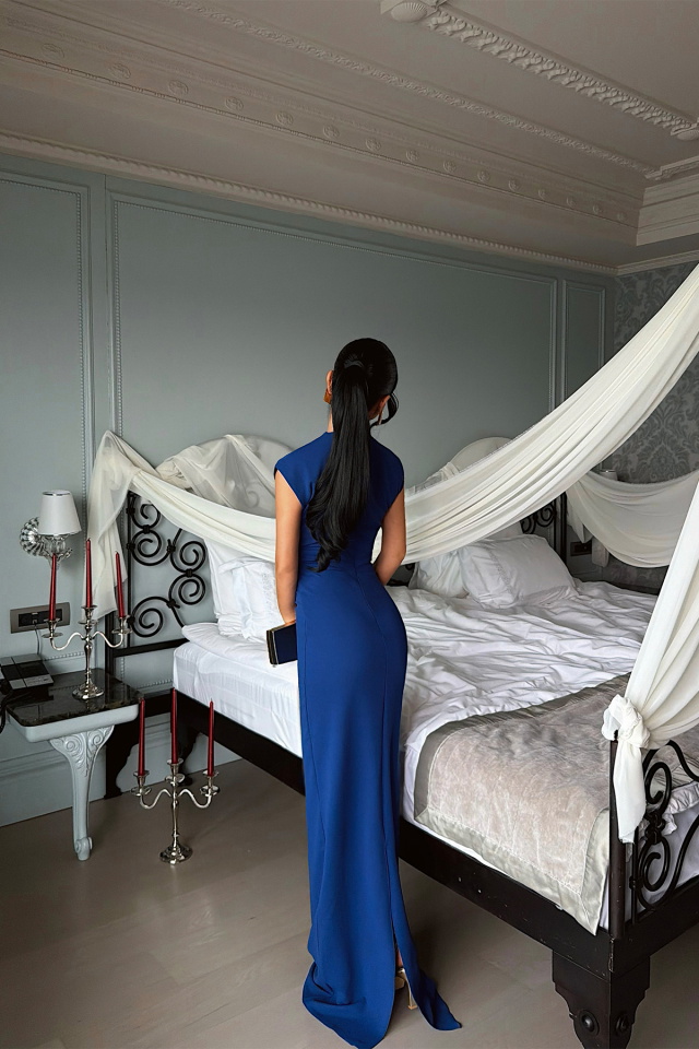 Lacivert Sofanta Elbise ATE-4510 - 5