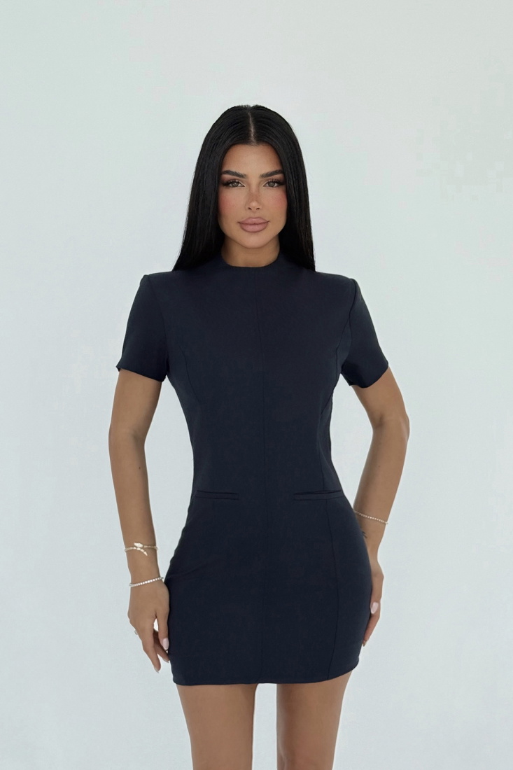 Lacivert Tiya Mini Elbise ATE-2099 - EYYO