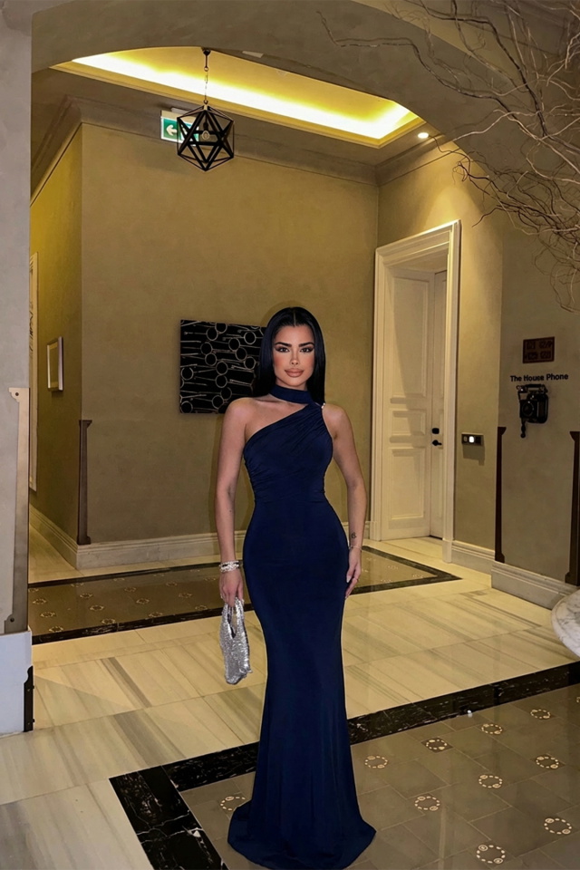 Lacivert Marcia Uzun Elbise ATE-2483 