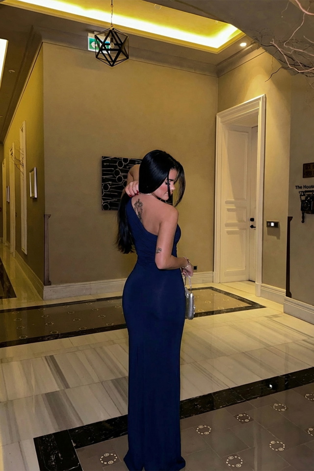 Lacivert Marcia Uzun Elbise ATE-2483 - 2