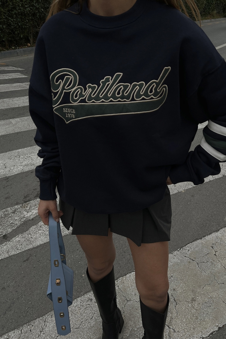 Lacivert Önü Baskılı Sweat ATE2588 - EYYO