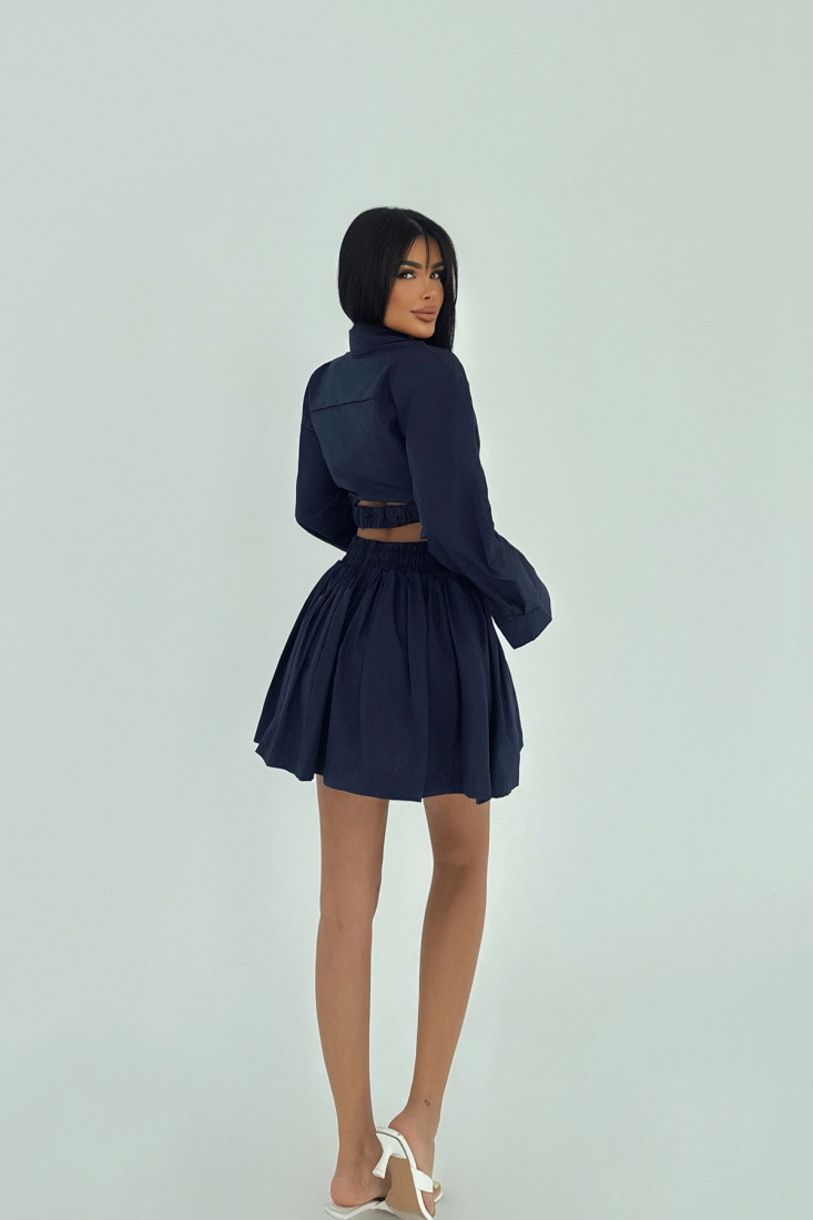 Lacivert Önü Düğmeli Etekli Takım ATE-1982 - EYYO