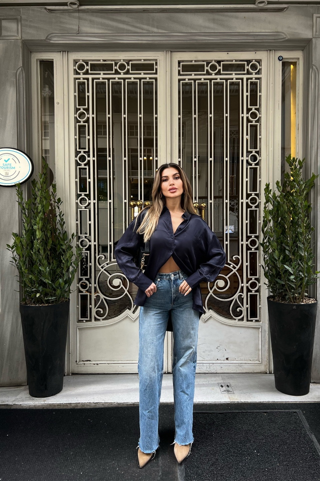 Lacivert Önü Düğmeli Gömlek ATE4296 - 4