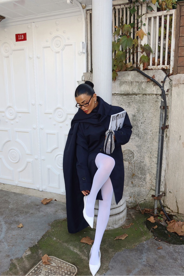 Lacivert Acler Sal Yaka Trençkot ATE-1960 - EYYO