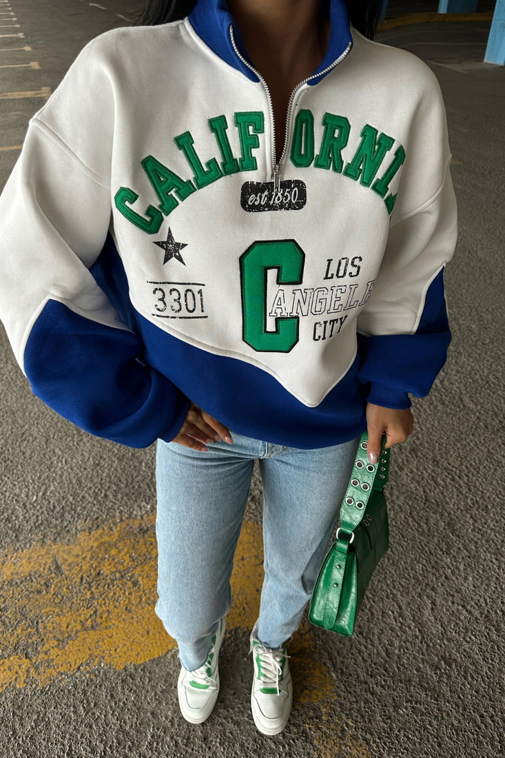 Lacivert Önü Fermuarlı Sweat ATE-0256 - EYYO