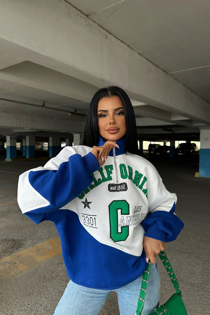 Lacivert Önü Fermuarlı Sweat ATE-0256 - EYYO