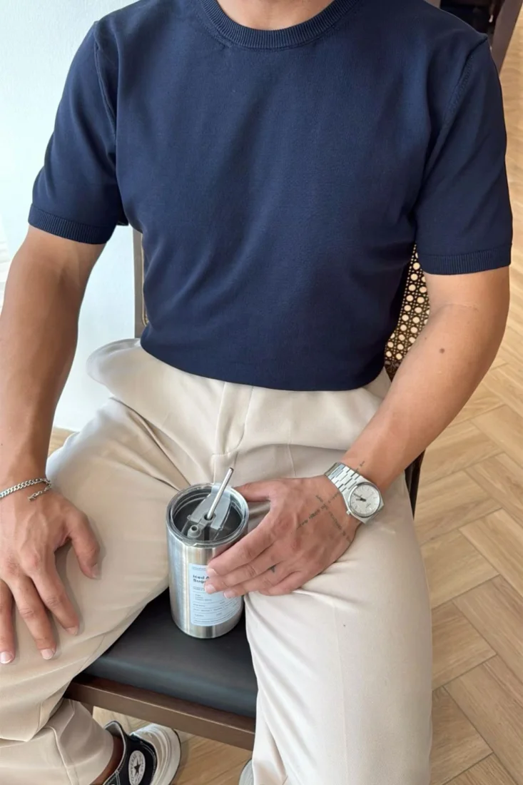 Lacivert Triko Basic Tişört ATE-3066 - EYYO