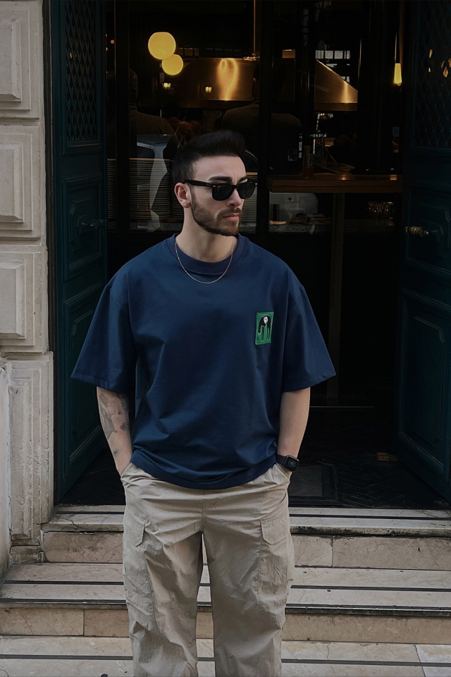 Lacivert Oversize Tişört ATE5035 