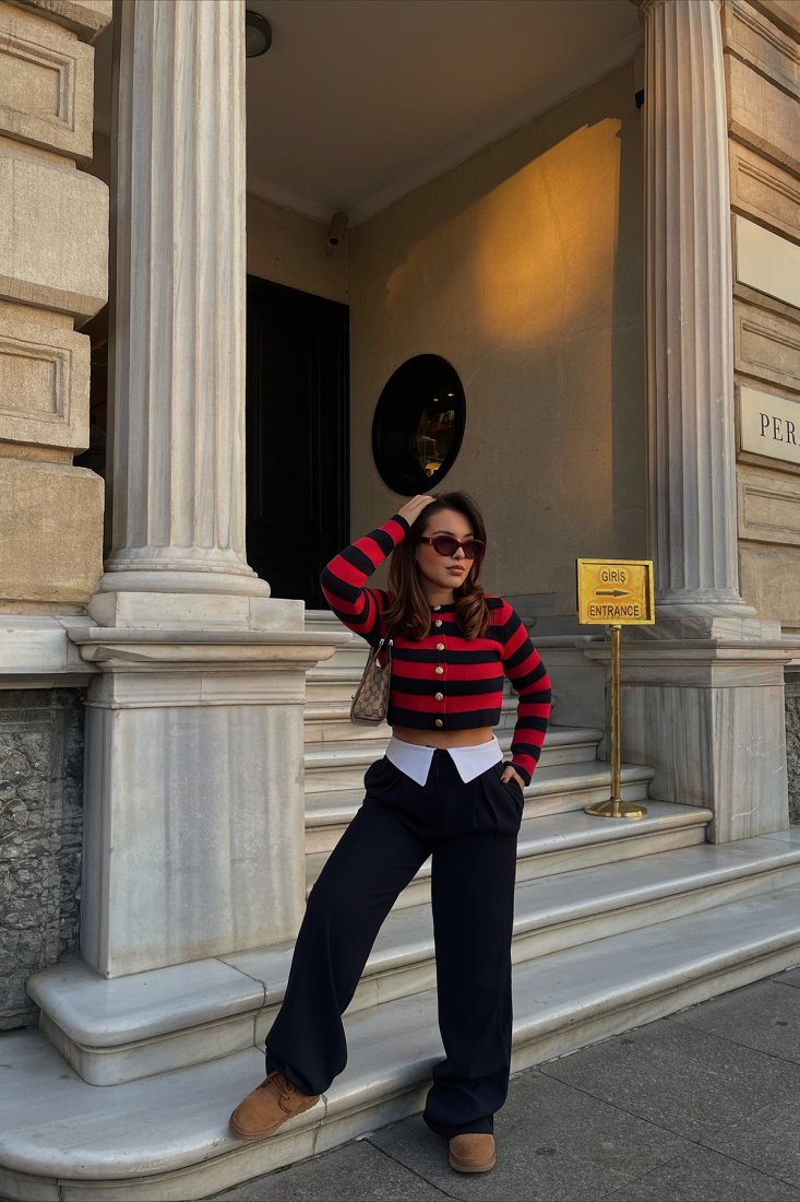 Lacivert Palazzo Maskülen Pantolon ATE2372 - EYYO