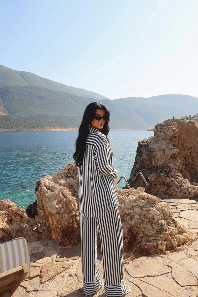 Lacivert Aleida Çizgili Takım ATE-2757 - 4