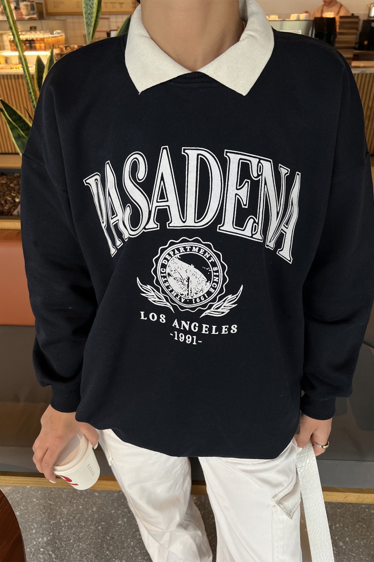 Lacivert Pasedena Baskılı Sweat ATE2463 - EYYO