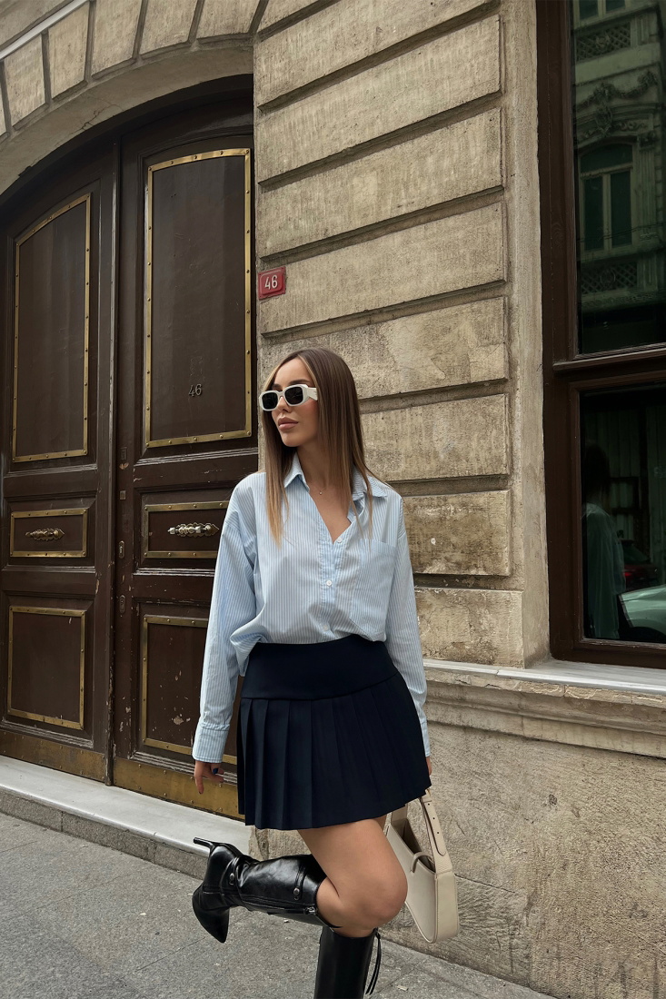 lacivert Pileli Etek ATE5258 - EYYO