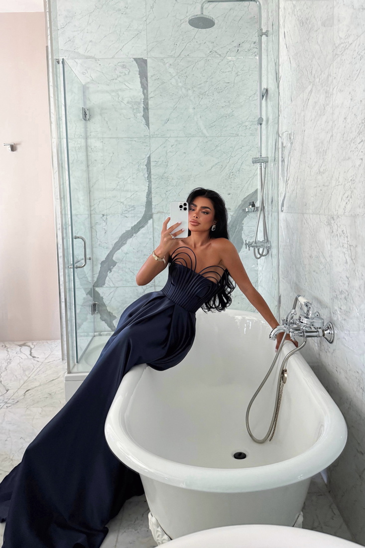 Lacivert Alivia Uzun Abiye ATE-3272 - EYYO