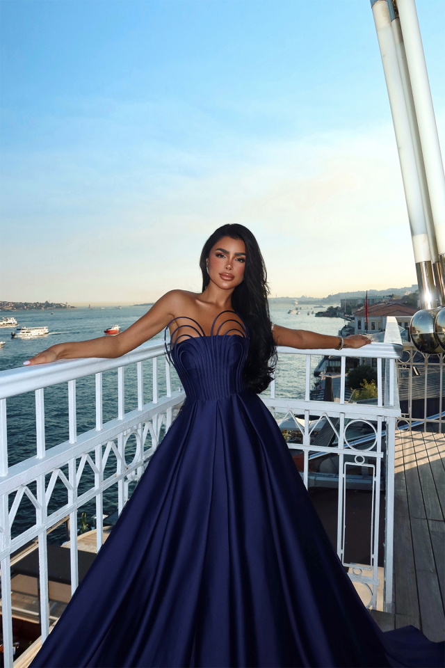 Lacivert Alivia Uzun Abiye ATE-3272 - 4