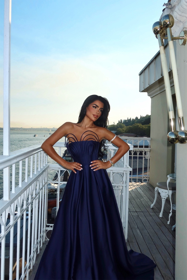 Lacivert Alivia Uzun Abiye ATE-3272 - 5