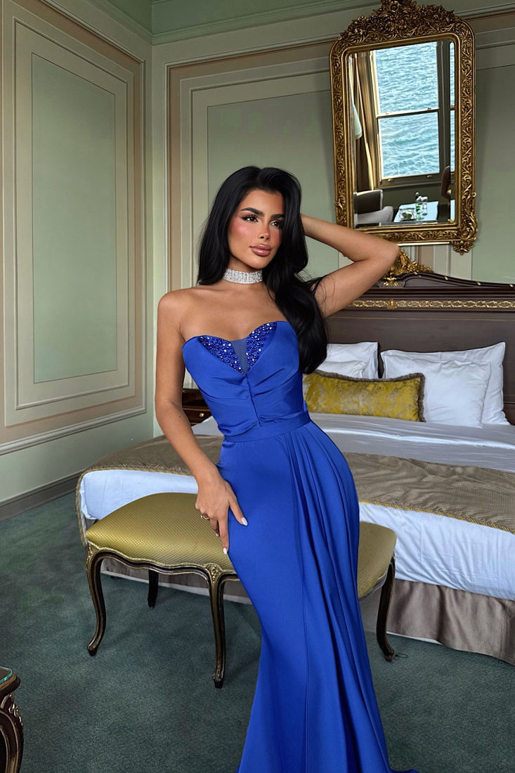 Lacivert Elodie Uzun Abiye ATE-3382 - EYYO