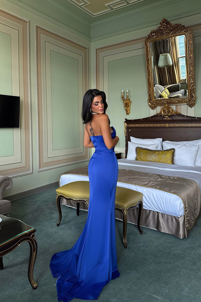 Lacivert Elodie Uzun Abiye ATE-3382 - 5