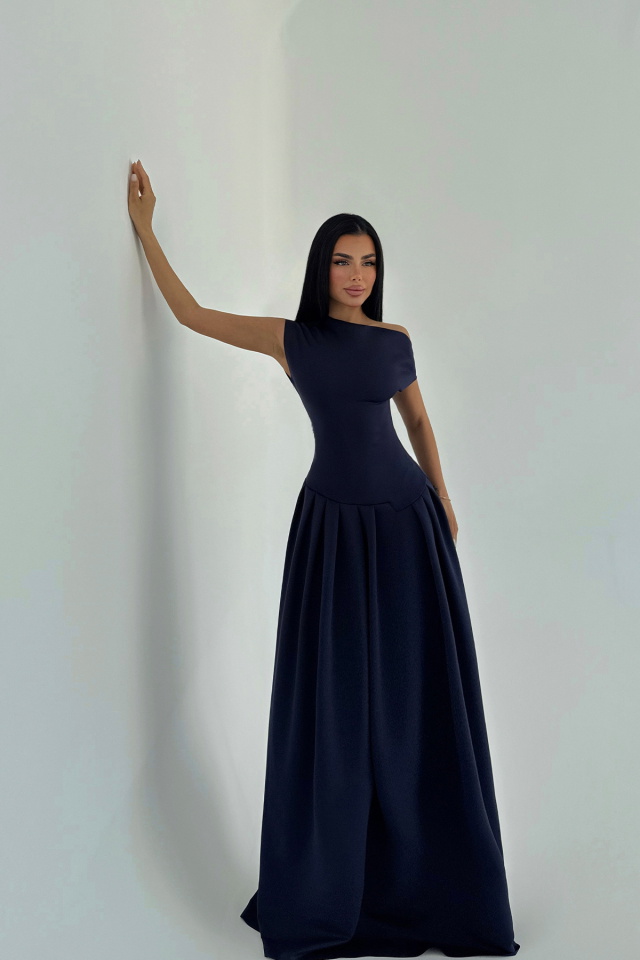 Lacivert Layana Uzun Elbise ATE-2571 - 1