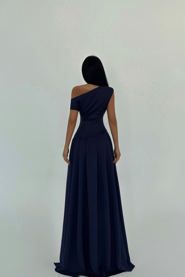 Lacivert Layana Uzun Elbise ATE-2571 - 4