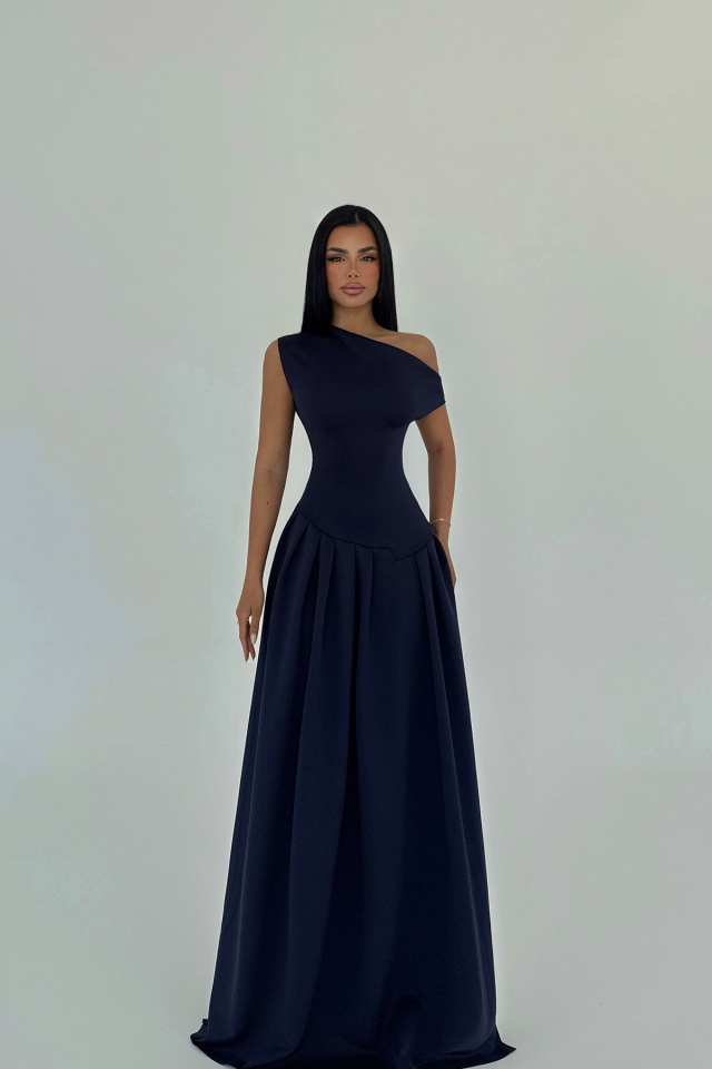Lacivert Layana Uzun Elbise ATE-2571 - 3