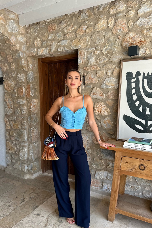 Lacivert Yüksek Bel Pantolon ATE8111 - 3