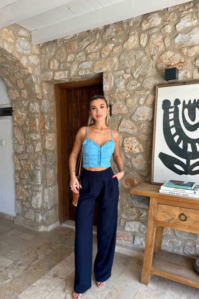 Lacivert Yüksek Bel Pantolon ATE8111 - 4