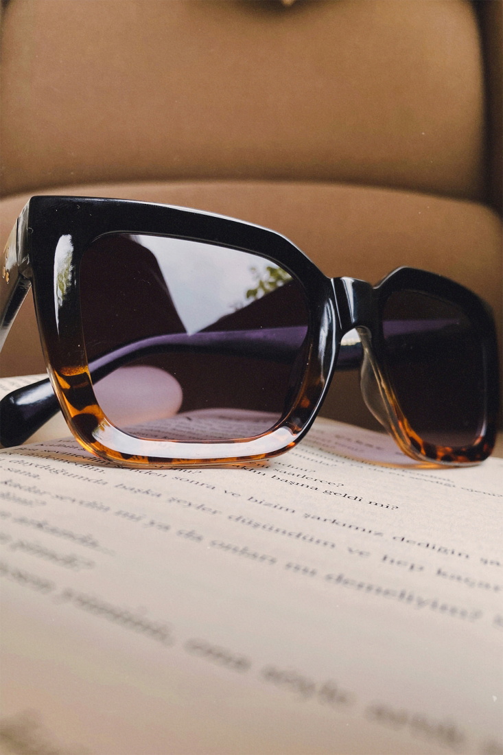 Leopar Desen Kalın Çerçeveli Gözlük ATE4479 - 