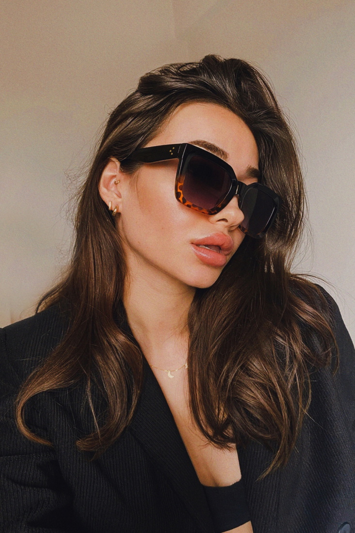 Leopar Desen Kalın Çerçeveli Gözlük ATE4479 - 