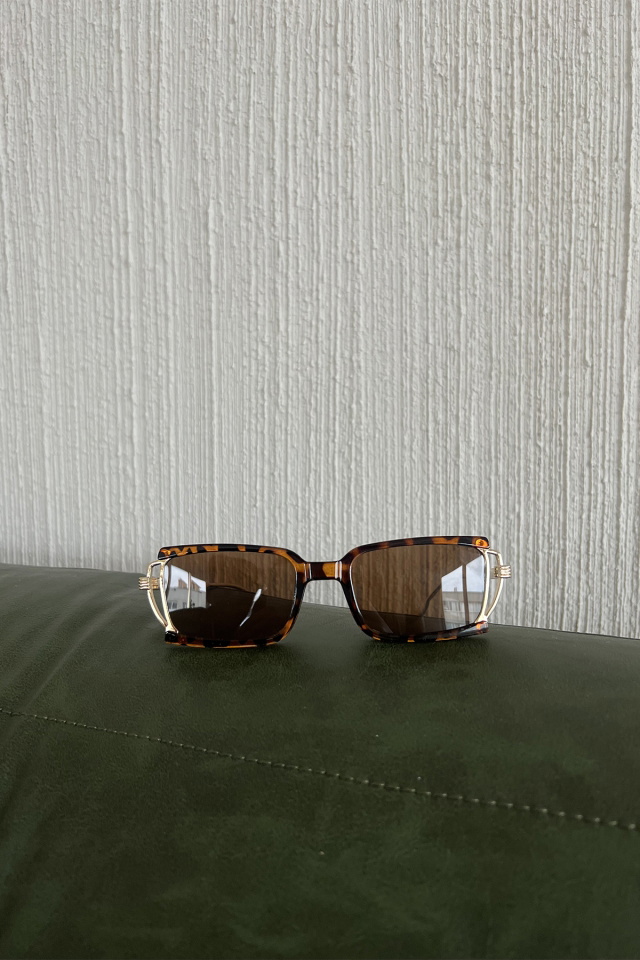 Leopard Pattern Thin Frame Sunglasses ATEL11 - 2