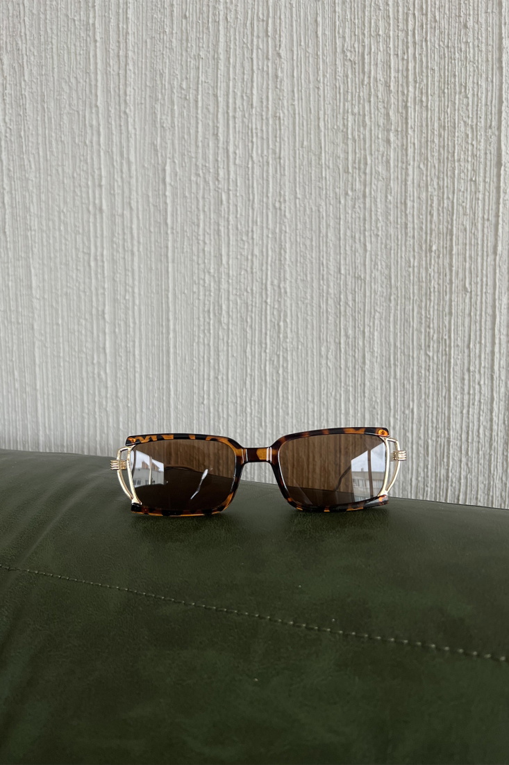 Leopard Pattern Thin Frame Sunglasses ATEL11 - EYYO