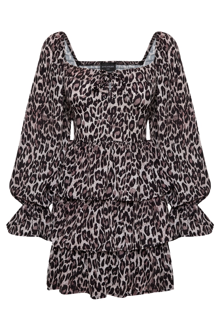 Leopard Pattern Mini Dress CTR26 - EYYO