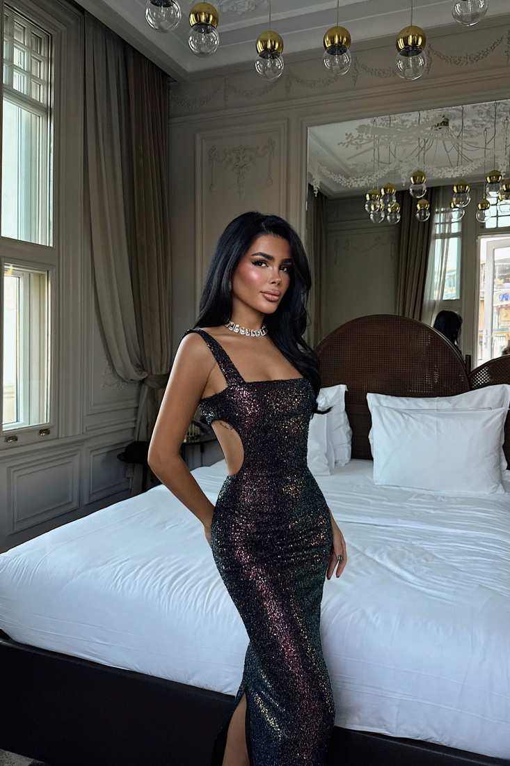 Lila Bera Payetli Elbise ATE-3633 - EYYO