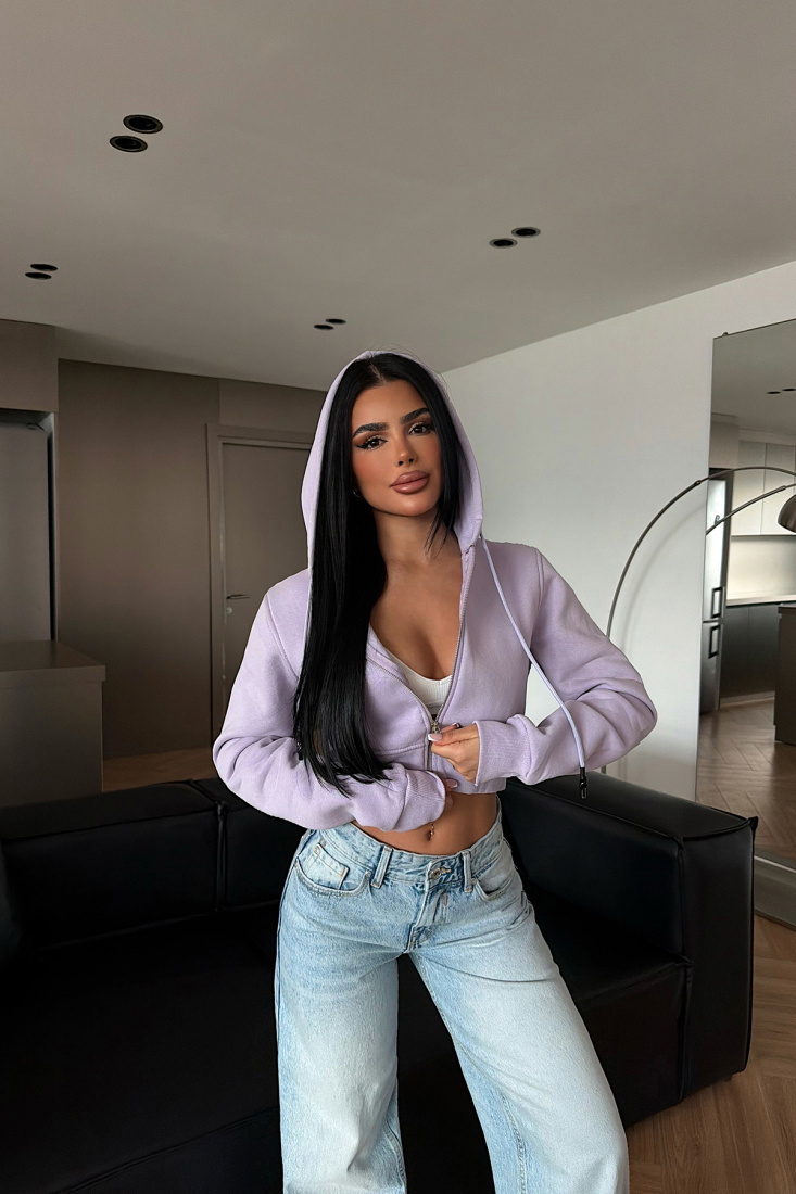 Lila Caiden Crop Hırka ATE-4861 - EYYO