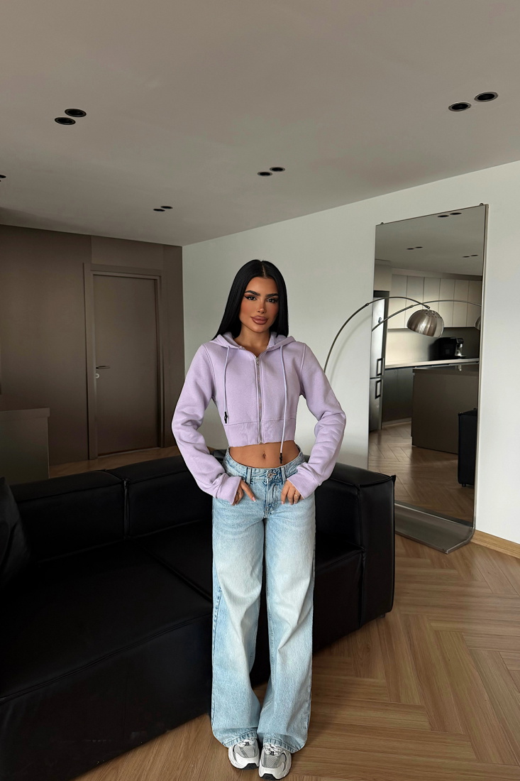 Lila Caiden Crop Hırka ATE-4861 - EYYO