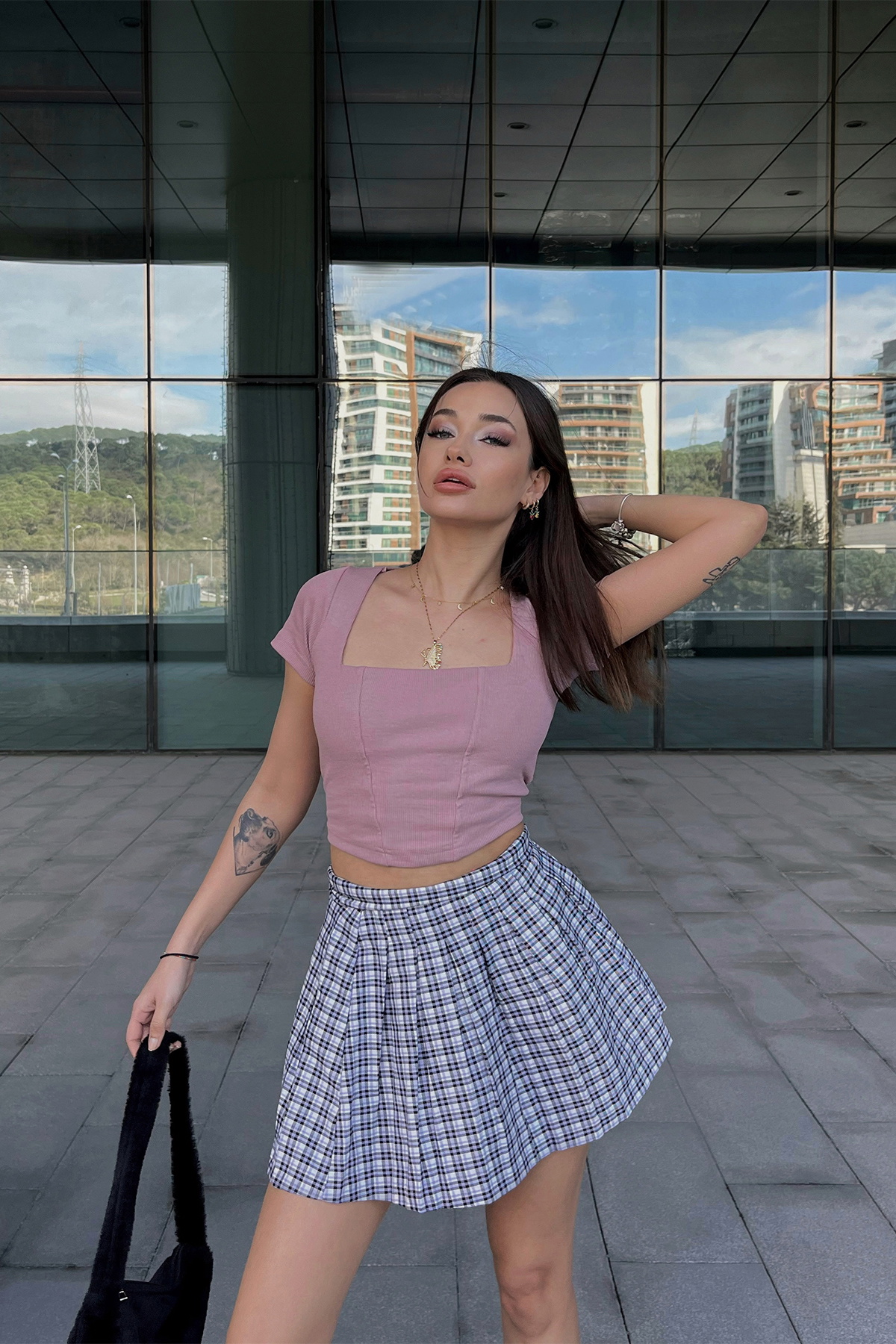 Lila Kare Yaka Crop Top ATE4365 - 5