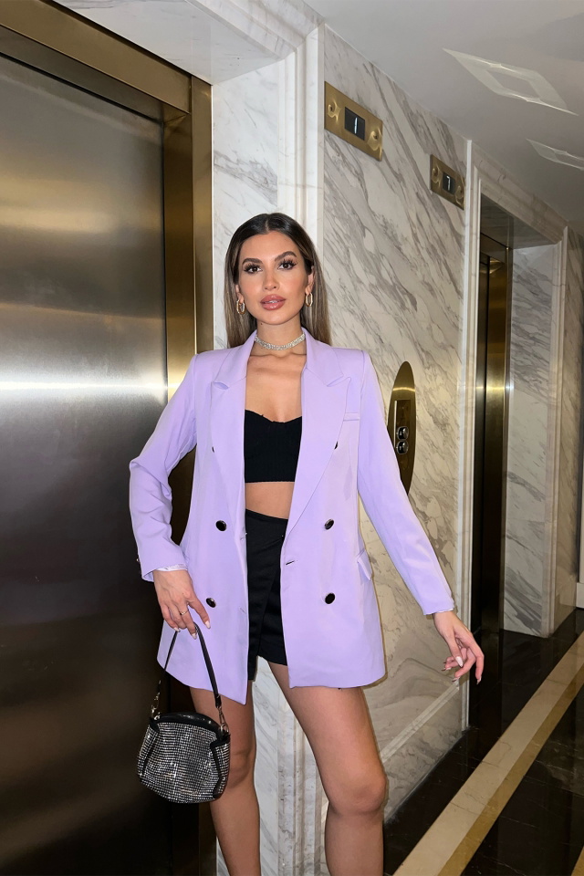 Lila Önü Düğmeli Ceket ATE4648 