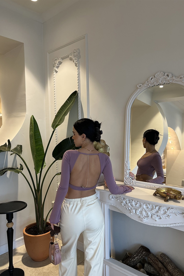 Lila Sırt Detay Crop Top ATE3880 - EYYO