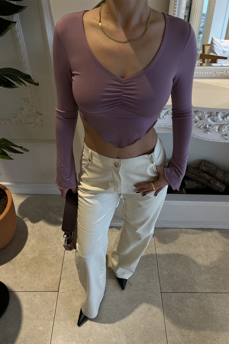 Lila Sırt Detay Crop Top ATE3880 - EYYO