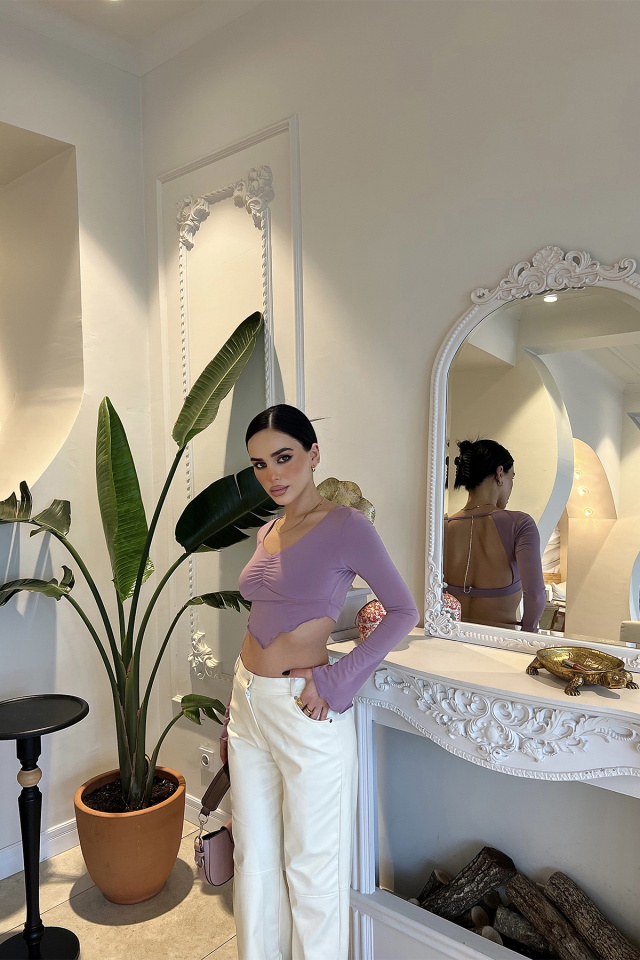 Lila Sırt Detay Crop Top ATE3880 - 4