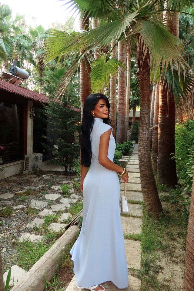 Lila Rochelle Uzun Yırtmaçlı Elbise ATE-3251 - 5