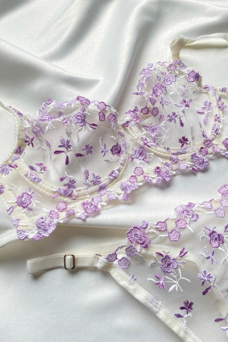 Lilac Flower Pattern Underwear ATE6877 - EYYO