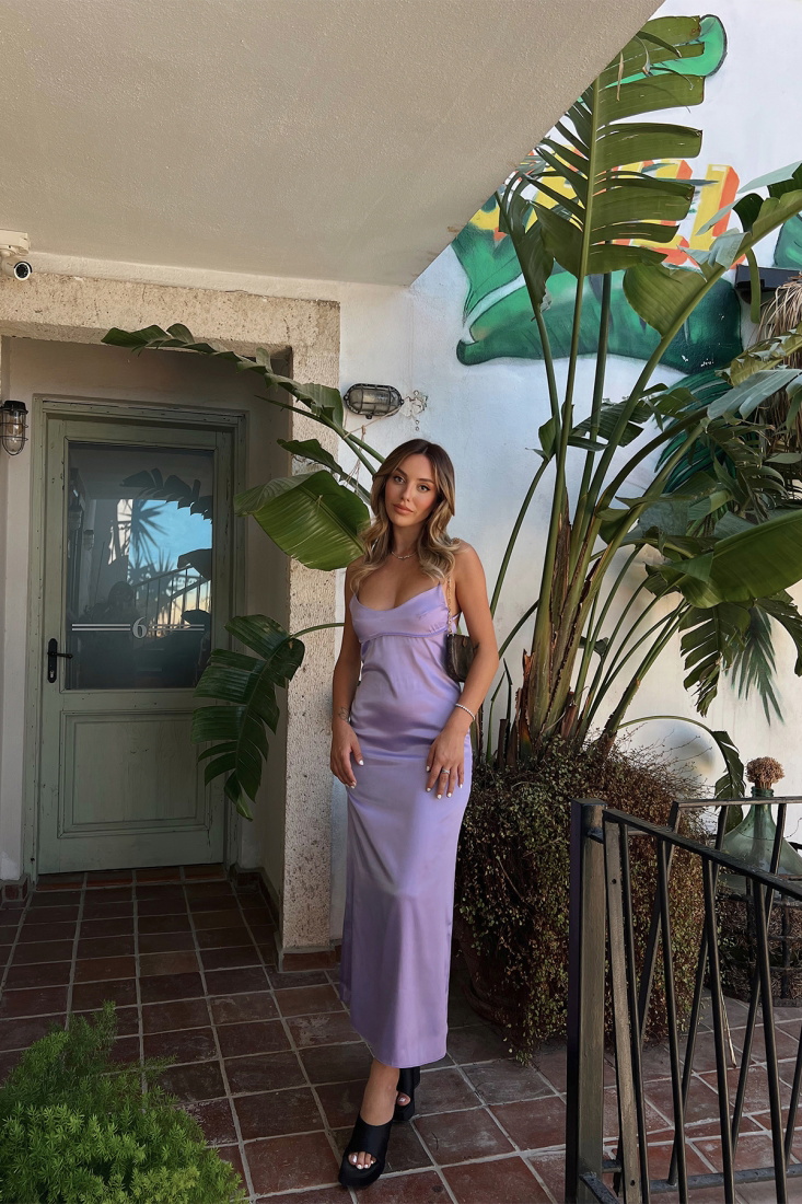 Lilac Sateen Maxi Dress ATE1858 - DEPPOT