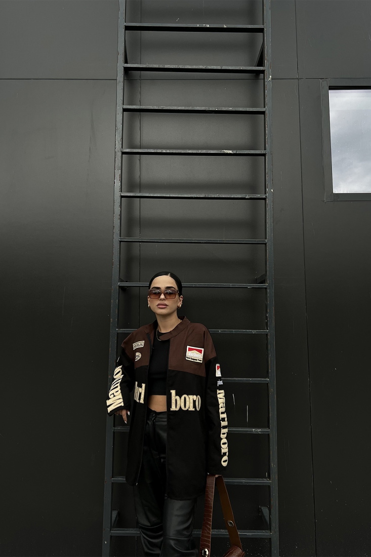 Kahverengi Nakış Detay Ceket ATE2069 - NOON