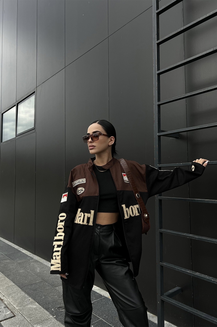 Kahverengi Nakış Detay Ceket ATE2069 - NOON