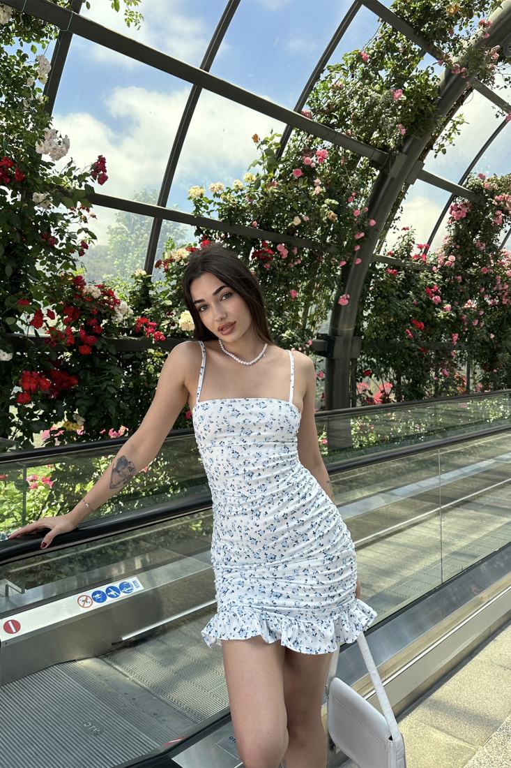 Mavi Askılı Basic Mini Elbise ATE7142 - EYYO