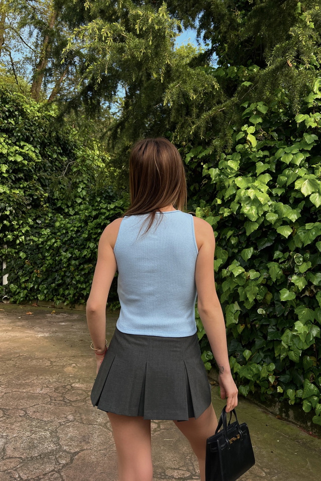 Mavi Askılı Basic Crop Top