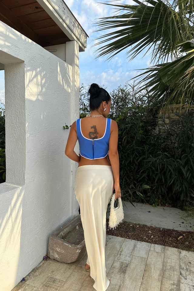 Mavi Askılı Crop Top ATE8607 - 5