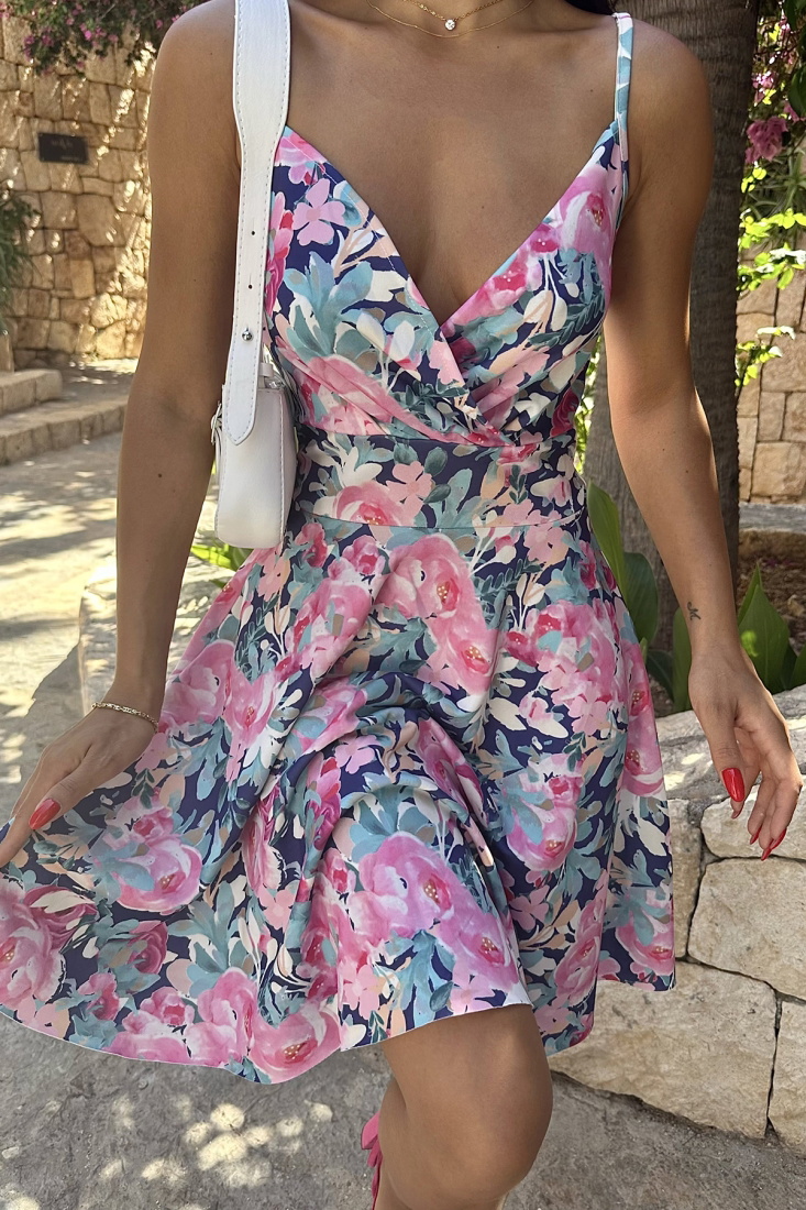 Mavi Askılı Mini Elbise ATE7666 - EYYO