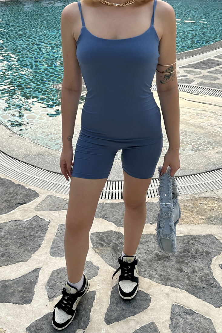 Mavi Askılı Toparlayıcı Tulum ATE6442 - EYYO